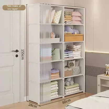 6/5 Layers Dustproof Wardrobe Storage Cabinet Bookshelf - Ongo24