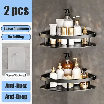 No Drill Wall Mounted Bathroom Shelf