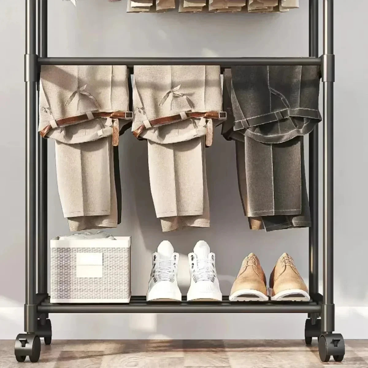 Movable Double Clothes Rack