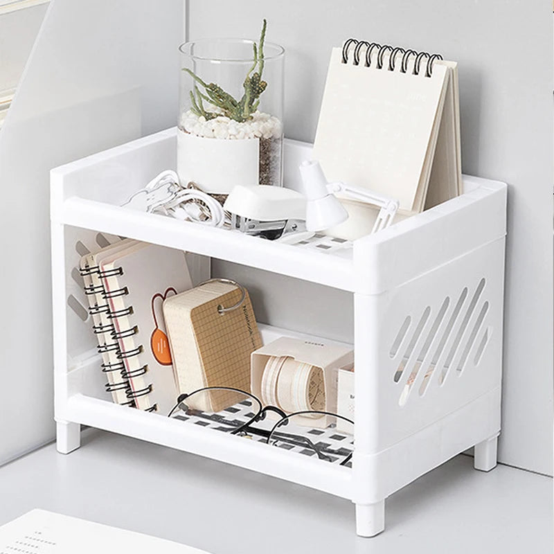 1PC PP Desktop Double Layer Storage Rack